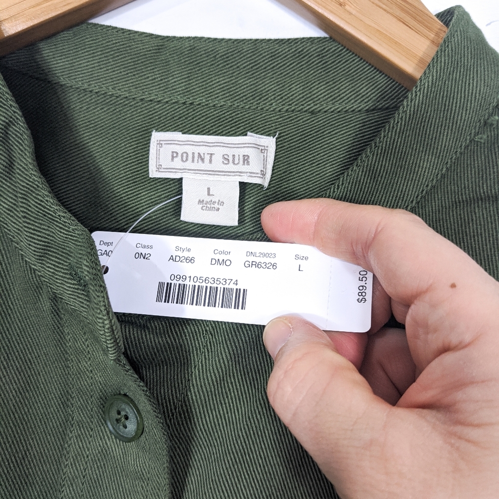 J Crew Draped Button Down Shirt Twill Green NWT - Picture 5 of 6